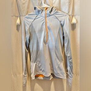 Light Gray and Orange Quarter-Zip Hoodie